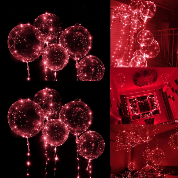 Active Mind Ltd 12 Pack 20in Red Light Up BoBo Balloons, Battery Powered LED Balloons for Romantic Dinner, Anniversary, Proposal, Night Party Decor
