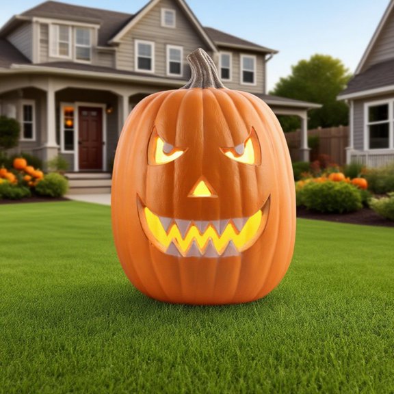 Active Mind Ltd 13" Halloween LED Smiling Pumpkin Light, Indoor Tabletop Decor for Desk, Shelf, Mantel