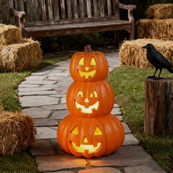 Active Mind Ltd 14 Inch Halloween Pumpkin LED Jack O' Lantern, Waterproof Scary Halloween Decor for Haunted House, Graveyard, Lawn, Pathway | Terrifying Yard Display
