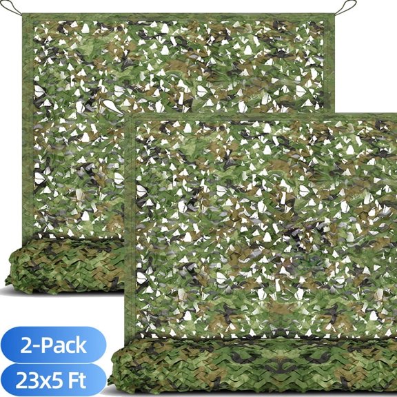Active Mind Ltd 2-Pack 23x5 FT Camo Netting, Camouflage Net - Durable Outdoor Mesh Sun Shade for Camping, Hunting Parties, Garden Privacy Screen, Indoor Decor