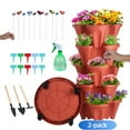 thumbnail image 1 of Active Mind Ltd 2 Pack 5-Tier Stackable Planter Tower with Wheels & Tools – All-Weather Vertical Garden for Vegetables, Herbs, Flowers, Strawberries | Space-Saving Indoor/Outdoor Design (Red), 1 of 16