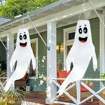 Active Mind Ltd 2-Pack 60" Ghost Windsocks Hanging Halloween Decor for Yard, Porch & Outdoor Parties