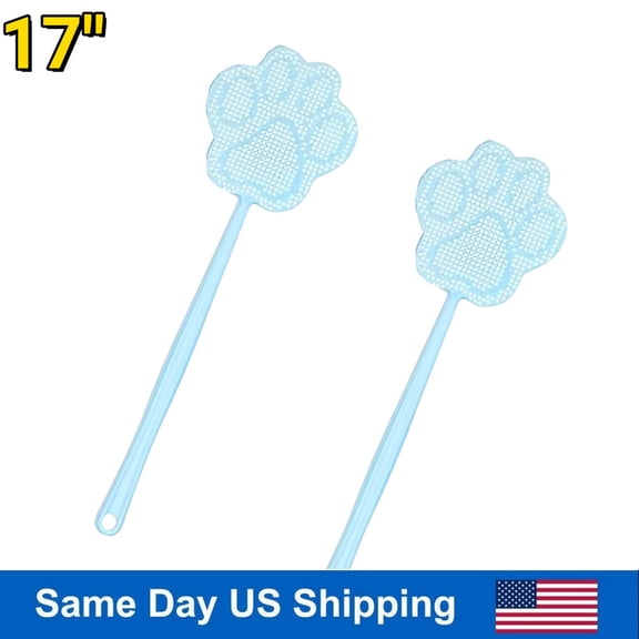 Active Mind Ltd 2-Pack Flexible Plastic Fly Swatter, 17" Long Handle Bug Zapper for Indoor/Outdoor, Blue