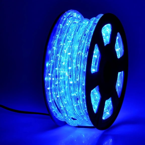 Active Mind Ltd 30ft Blue LED Rope Lights with Remote - Adjustable Brightness & Glitter, Waterproof Cuttable for Indoor/Outdoor Holiday, Pool & Landscape Lighting