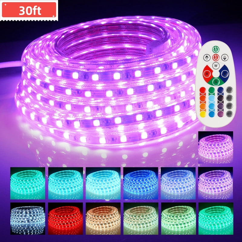 Active Mind Ltd 30ft Color Changing LED Lights - 13 RGB Modes Remote Controlled Light Strips, Bedroom Wall Decor, TikTok Party Lighting - Cuttable Design