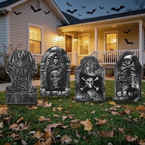 Active Mind Ltd 4-Pack 14x22in Extra Large Foam RIP Tombstones, Halloween Cemetery Lawn Decor, Halloween Decorations Outdoor