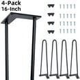 thumbnail image 1 of Active Mind Ltd 4-Pack 16-Inch Hairpin Table Legs - Heavy Duty Metal Midcentury Modern Legs for Nightstand, Sofa Table, Desk | Non-Scratch Feet | Black, 1 of 9
