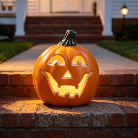 Active Mind Ltd 5" Mini LED Smiling Jack O' Lantern Light - Battery Powered Halloween Pumpkin Decor for Indoor Tabletop, Desk, Shelf, or Mantel | Cute Glow for Home & Party