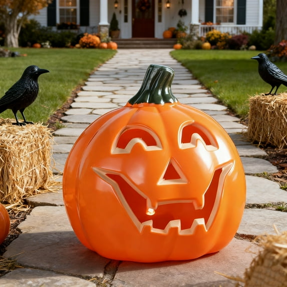 Active Mind Ltd 5" Mini LED Smiling Jack O' Lantern Light - Battery Powered Halloween Pumpkin Decor for Indoor Tabletop, Desk, Shelf, or Mantel | Cute Glow for Home & Party