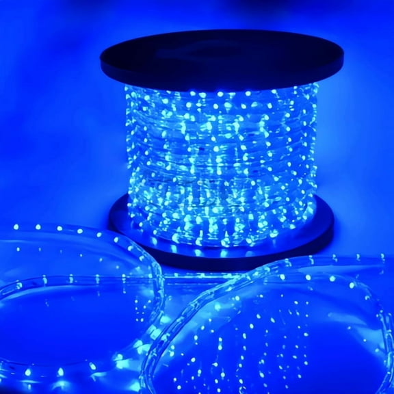 Active Mind Ltd 50ft Blue LED Rope Lights with Remote - Adjustable Brightness & Glitter, Waterproof Cuttable for Indoor/Outdoor Holiday, Pool & Landscape Lighting
