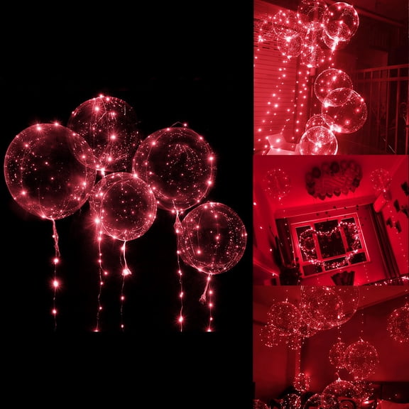 Active Mind Ltd 6 Pack 20in Red Light Up BoBo Balloons, Battery Powered LED Balloons for Romantic Dinner, Anniversary, Proposal, Night Party Decor
