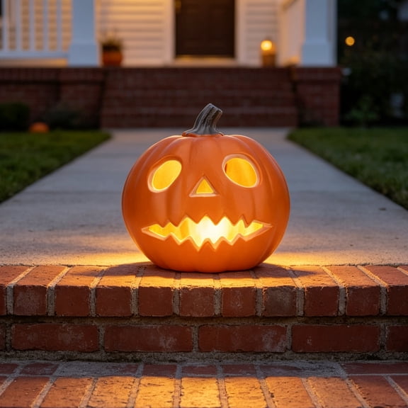 9" LED Silly Face Pumpkin Light, Hilarious Comical Dumb Expression Halloween Decor with Pre-Lit Bulbs for Indoor Laughter, Outdoor Fun, Party Gags & Goofy Home Decor