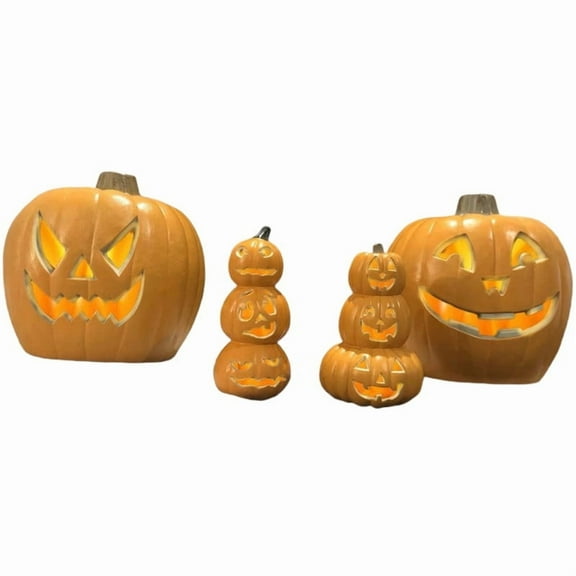 Active Mind Ltd Halloween Pumpkin Light Bundle, 4 Pcs Jack-o-Lanterns, Indoor/Outdoor Party Set (20"+21"+14"+15")