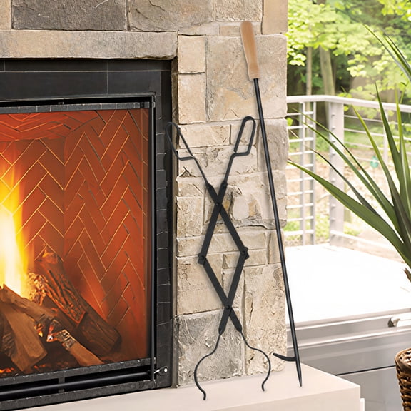 Active Mind Ltd Heavy Duty 32" Fireplace Poker and 25" Fire Tongs Set, Professional Campfire Tools for Fire Pit, Fireplace, Wood Stove for Indoor & Outdoor Use