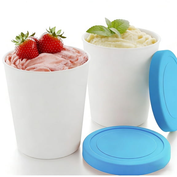 Active Mind Ltd Ice Cream Containers 2 Pack 1 Quart – BPA Free Reusable Freezer Tubs with Airtight Silicone Lids, Stackable Freezer Storage for Homemade Ice Cream, Sorbet, Gelato, Blue