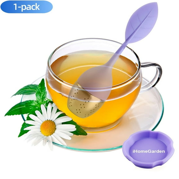 Active Mind Ltd Reusable Silicone Tea Infuser Gift Set - BPA-Free Fast Brew Design with Stainless Steel Filter & Drip Tray - Floral Tea Ball for Herbal/Iced Tea - 1-Pack