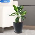 thumbnail image 1 of Active Mind Ltd Round Plant Pots – 12-Inch Planters with Tray, Space-Saving Design for Apartments, Rooftop & Office Greenery (Black), 1 of 8