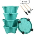 thumbnail image 1 of Active Mind Ltd Smart Space Vertical Planter 4-Tier Tower with Bonus Wheels - Mobile Gardening Pots for Indoor/Outdoor Flowers, Vegetables & Succulent Plants, Teal, 1 of 6