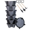 thumbnail image 1 of Active Mind Ltd Spring Gardening Special: Dual Stackable Planters with Wheels - 6-Tier PVC Planter for Strawberries, Herbs & Vegetables, Dark Gray, 1 of 6