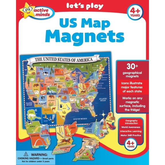 Active Minds Us Map Magnets, (Hardcover)