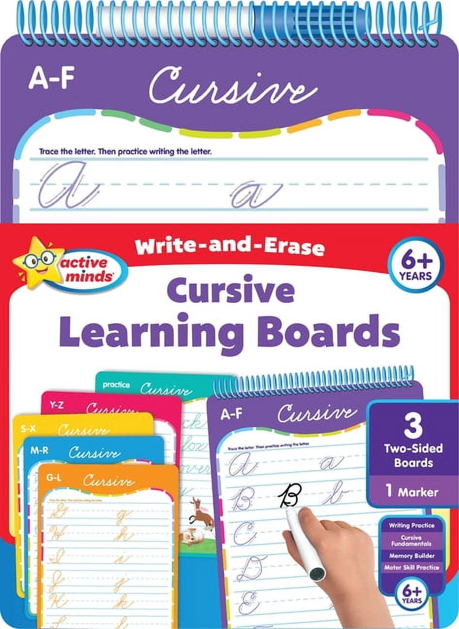 Active Minds Write-And-Erase Cursive Learning Boards, (Paperback ...