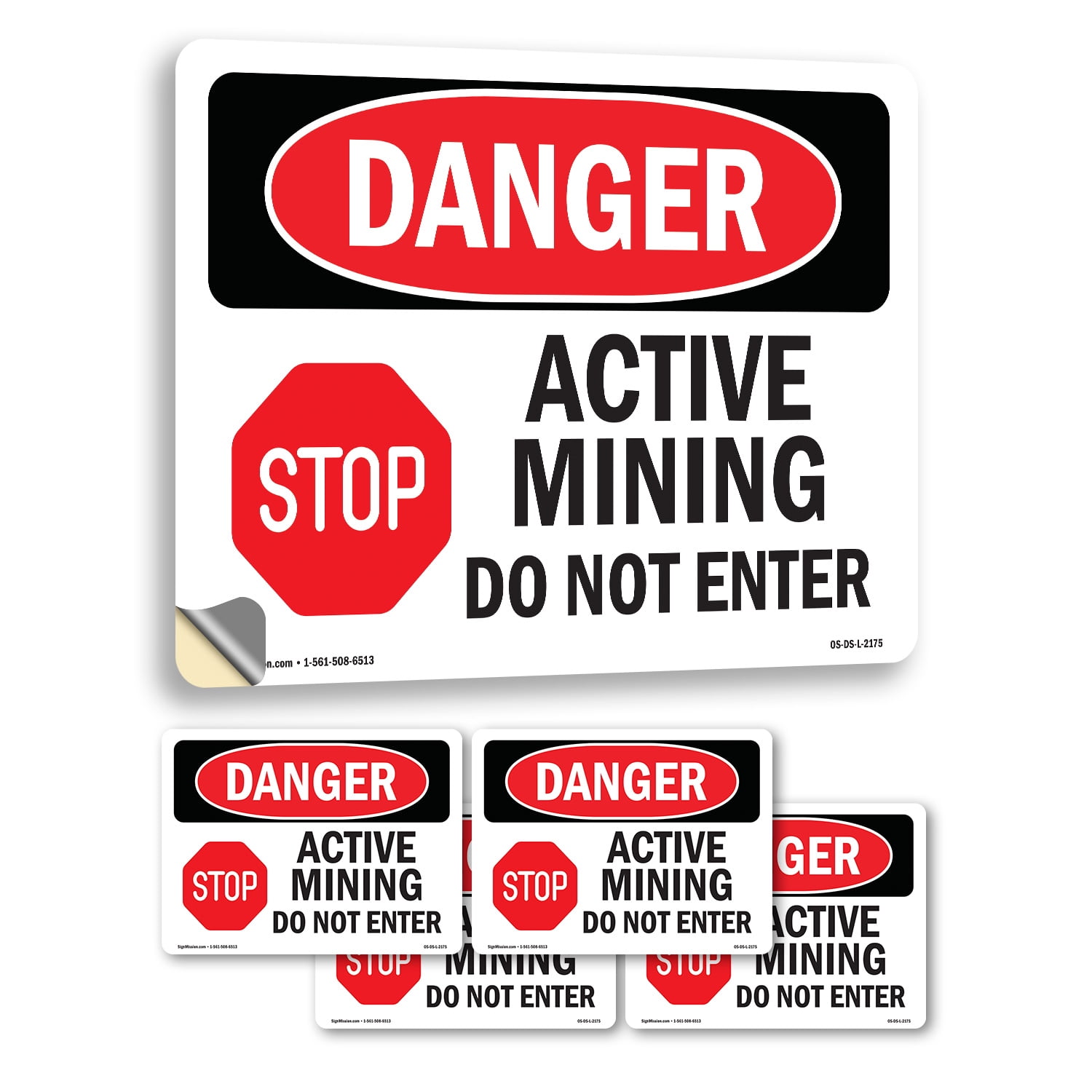 Active Mining Do Not Enter OSHA Danger Vinyl Decal Label 18 Inch x 12 ...