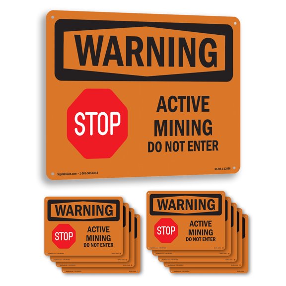Active Mining Do Not Enter With Symbol OSHA WARNING Aluminum Sign 14 Inch x 10 Inch - 10 Pack