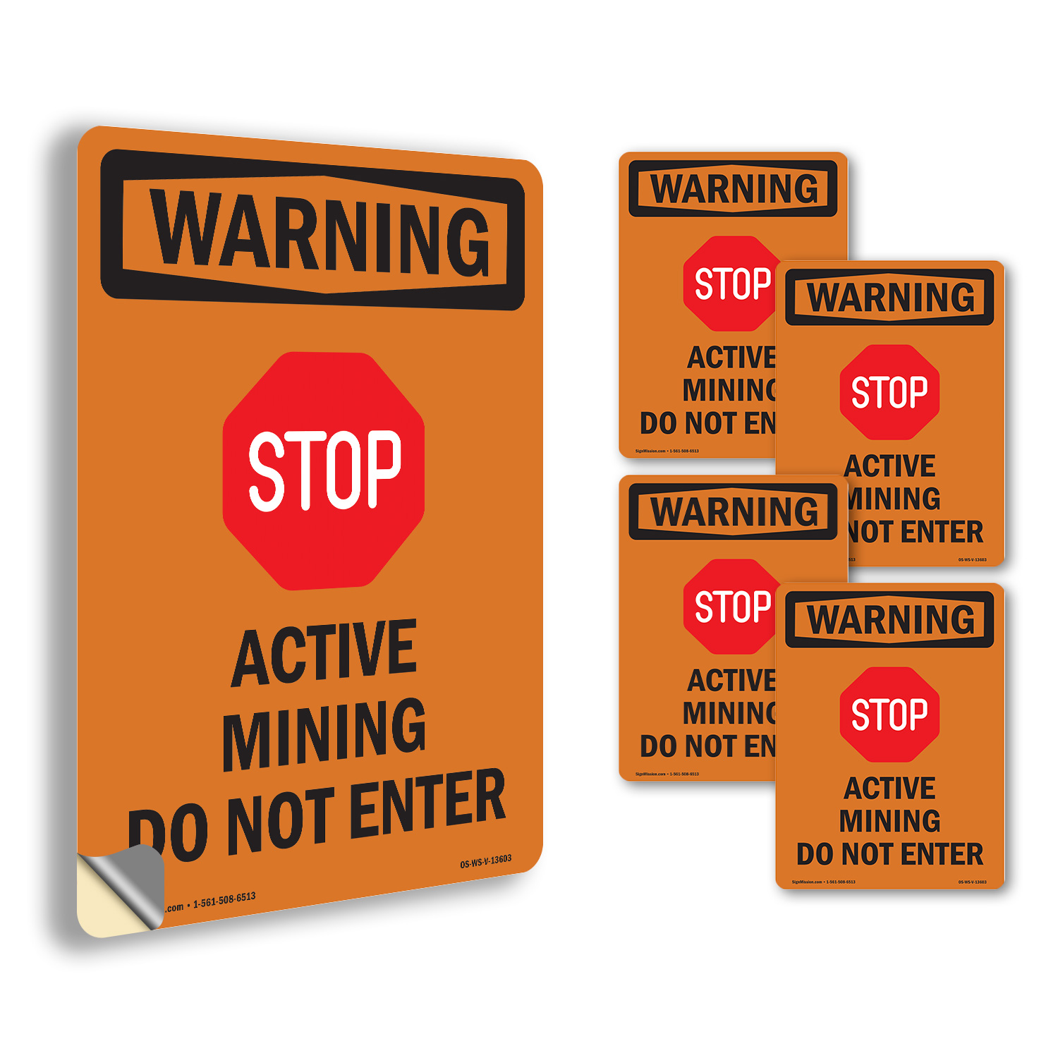 Active Mining With Symbol OSHA WARNING Vinyl Decal Label 24 Inch x 18 ...