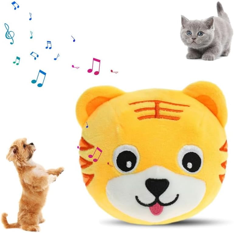 Active Moving Pet Plush Toy, 2024 New Interactive Dog Toys Talking Squeaky Moving Ball Toy