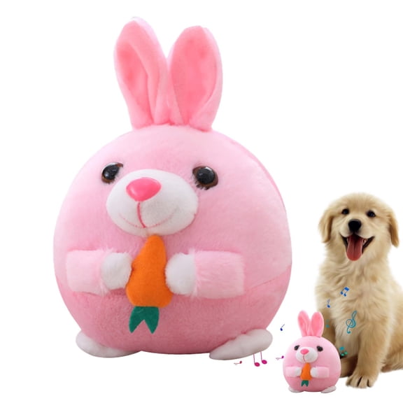 Active Moving Pet Plush Toy, 2024 New Interactive Dog Toys Talking Squeaky Moving Ball Toy, Washable Cartoon Sound Electronic Dog Toy, Cute Shake Bounce Toys for Dog Cats (Pink Rabbit)