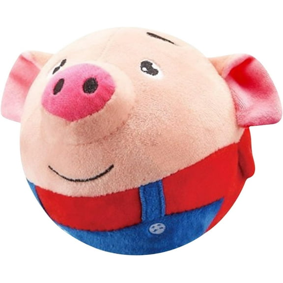 Active Moving Pet Plush Toy, Dog Cats Toy USB Rechargeable Interactive Washable Cartoon Pig Plush Toy Sound Electronic Pet Bouncing Balls Cute Shake Bounce Toys for Dog (Red Pig)