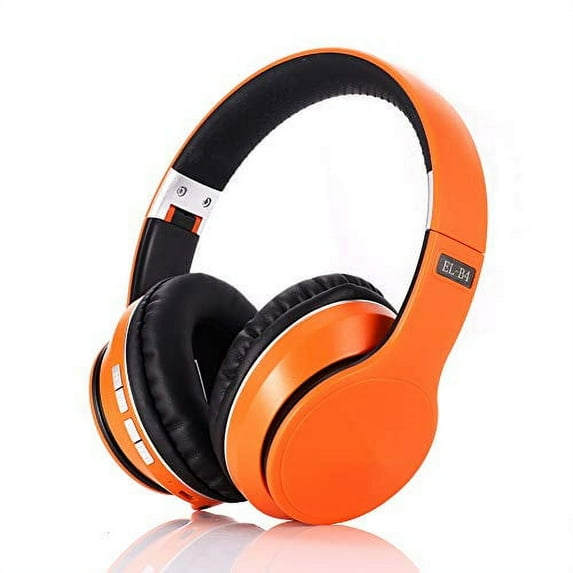 Active Noise Cancelling Over Ear Headphone Bluetooth Wireless Headphones with Microphone Deep Bass Foldable Comfortable Headphones for Online Class, Home Office, PC/Cell Phones/Game B4-Orang