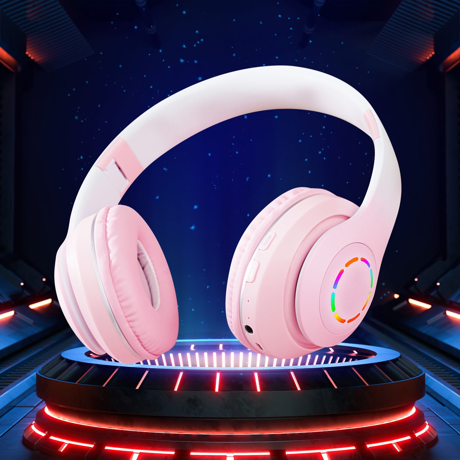 Active Noise Cancelling Headphones Bluetooth Headphones Wireless Headphones Over Ear with Microphone Deep Bass, Comfortable Protein Earpads, 30 Hours Playtime for Travel/Work - Pink