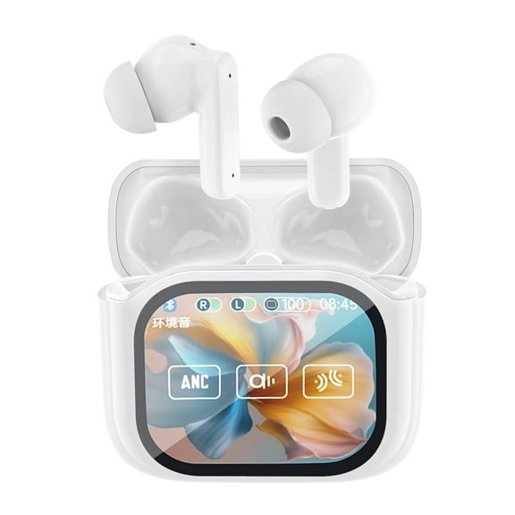 Active Noise Cancelling Touch Screen Earbuds Anc Noise Canceling Tws Bluetooth Touchscreen Earbuds With Screen Wireless Blue Tooth Ear Buds Bluetooth Ear Buds Small Ear