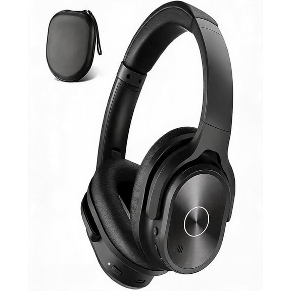 Active Noise Cancelling Wireless Bluetooth Headphones with 40-Hour Playtime Deep Bass Hi-Fi Stereo Sound and Comfortable Earpads (Black)