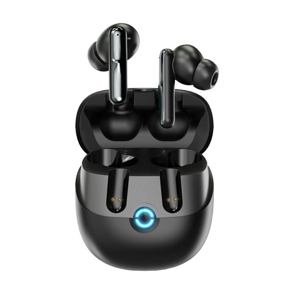 Active Noise cancelling TWS headphones (ANC+ ENC), Bluetooth 5.4 wireless headphones, dual microphone talk, 38H playback time, dual mode, IPX6 waterproof (Black)