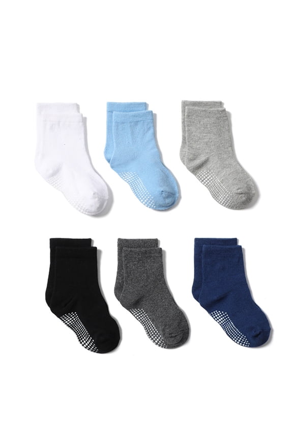 Active Non-Slip Grip Ankle Boys and Girls Socks for Babies Toddlers and Kids