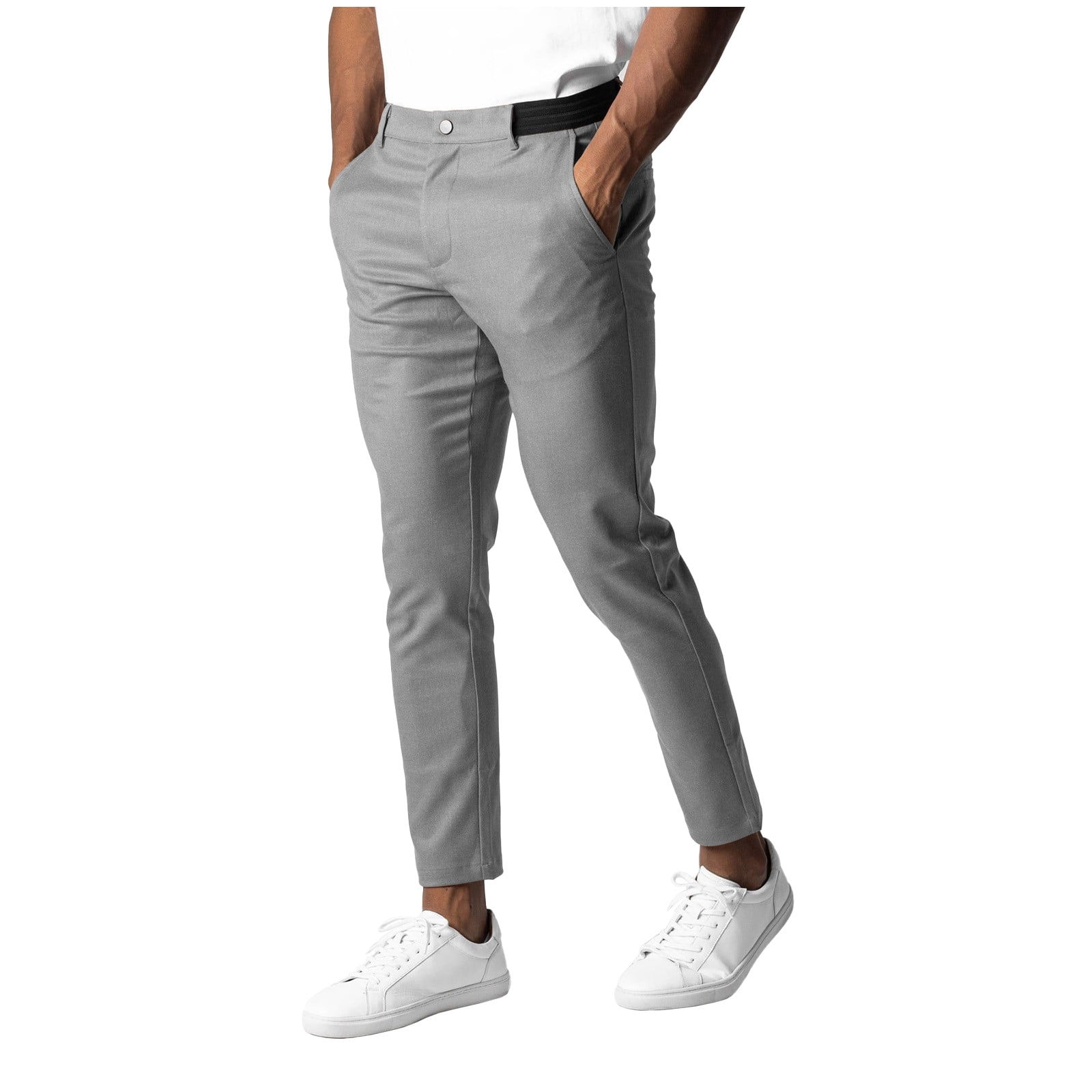 Active Pants Men, Mens Chinos Slim Fit Stretch Skinny Tapered Dress ...