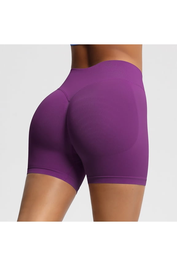 Active Pants Women's Seamless High Waisted Biker Shorts, Butt Lifting Stretch Compression Shorts for Gym Workout Yoga Daily Activities Purple M