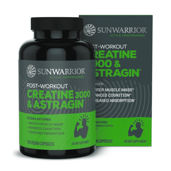 Sunwarrior Active Performance AstraGin & Creatine Monohydrate Capsules, Unflavored, 120 Count