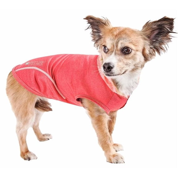 Active Pull-Rover Premium 4-Way Stretch Two-Toned Performance Sleeveless Dog T-Shirt Tank Top Hoodie, Red - Small