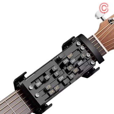Guitar Chord Trainer – Beginner Guitar Learning Tool With Auto Chord Presser (White)