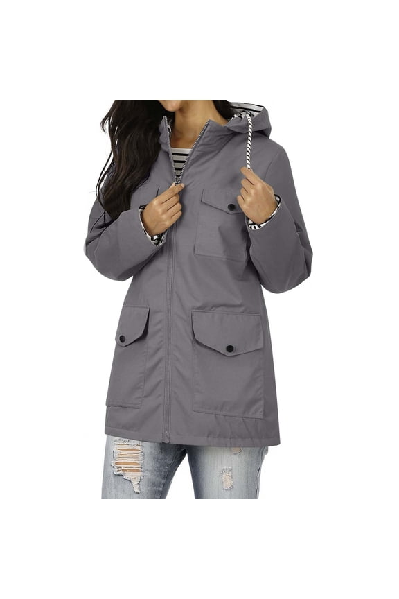 Active Rain Coat Women Waterproof with Hood Lightweight Rain Jacket Outdoor Trench Windbreaker Travel Long Rain Coats