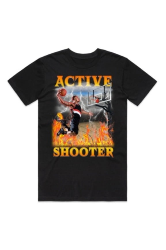 Active Shooter T-shirt Top Funny Meme Basketball Dunk Sports