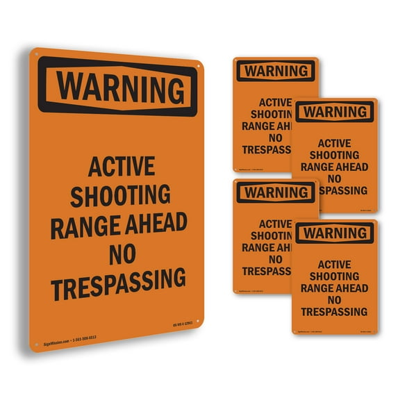 Active Shooting Range Ahead No OSHA WARNING Aluminum Sign 10 Inch x 7 Inch - 5 Pack