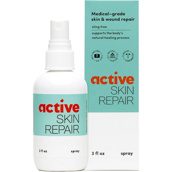 Active Skin Repair Spray - Natural & Non-Toxic First Aid Healing Ointment & Spray for Minor Cuts, Wounds, Scrapes, Rashes, Sunburns, and Other Skin Irritations (Single, 3 oz Spray)