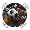 thumbnail image 1 of Active Sport Style Elastic Fitted Round Table Cover Soccer Basketball Collection Waterproof Outdoor Tablecloth for Holiday Party, Picnic, Patio & Dining Fits Tables Up to 45"-54", 1 of 8