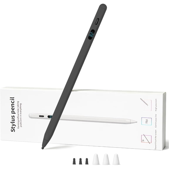 Active Stylus Pen with LED Display, 2-in-1 Digital Pencil for iPad iPhone Samsung Android Tablets & Switch, Palm Rejection & Tilt Sensitivity for Drawing, USB-C Fast Charging, No Bluetooth Pairing