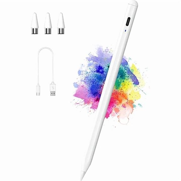 Active Stylus Pens for Touch Screens with Magnetic Design, Rechargeable Universal iPad Pencil, Fine Point Stylus Pen for iPad Pro/Air/Mini/iPhone/iOS/Android/Tablets Writing & Drawing-White