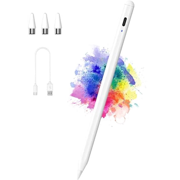 Active Stylus Pens for Touch Screens with Magnetic Design,Rechargeable Universal iPad Pencil,Fine Point Stylus Pen for iPad Pro/Air/Mini/iPhone/iOS/Android/Tablets Writing & Drawing-White